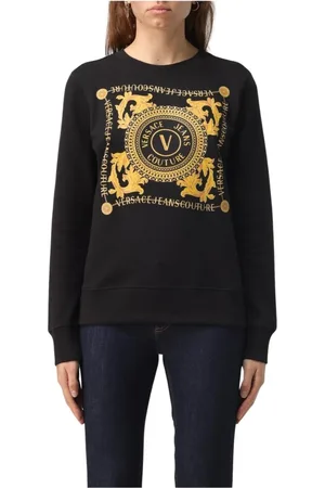 VERSACE Bluzy, Kobieta, Czarny, S, Czarny Sweter Couture dla Kobiet
