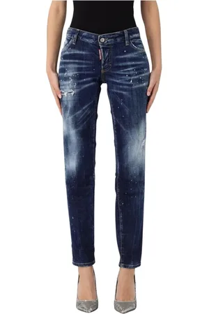 Dsquared2 Jeansy, Kobieta, Niebieski, XS, Niebieskie rurki z przetarciami