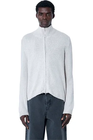 OUR LEGACY Swetry, Mężczyzna, Szary, XL, Jedwabny Sweter Zip-Up Trichter Top
