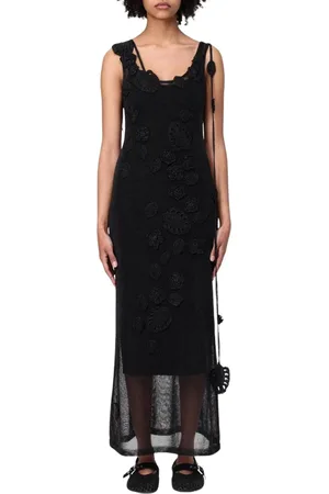 Cult Gaia Sukienki, Kobieta, Czarny, M, Bawełna, Elegancka Czarna Maxi Sukienka na Drutach