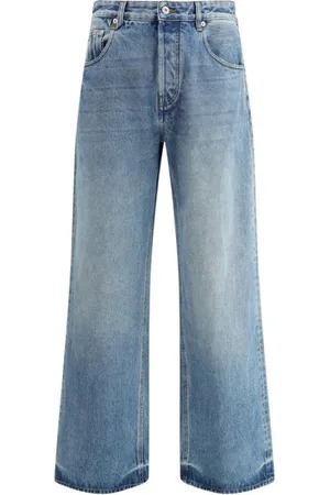 Jacquemus Jeansy, Mężczyzna, Niebieski, W32, Klasyczne Luźne Jeansyy z Skórzanymi Elementami
