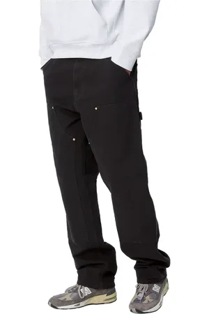 Carhartt Spodnie, Mężczyzna, Czarny, W33 L32, Bawełna, Czarne spodnie robocze z podwójnymi kolanami