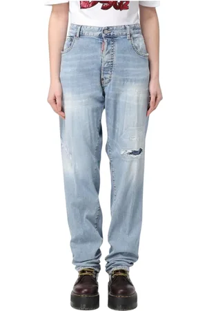 Dsquared2 Jeansy, Kobieta, Niebieski, 3XS, Denim, Stylowe Distressed Light Wash Jeansy