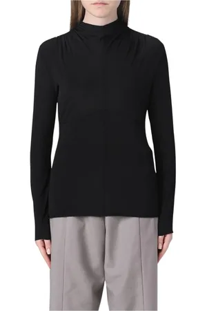 Jil Sander Koszulki, Kobieta, Czarny, M, Czarna bluzka z długim rękawem