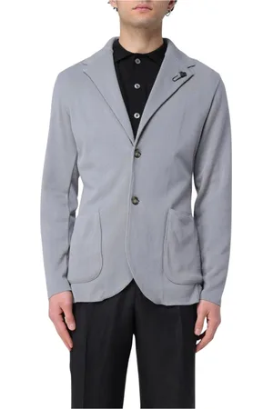 LARDINI Kurtki, Mężczyzna, Szary, XL, Elegancki Sweter Garniturowy Z Klapami
