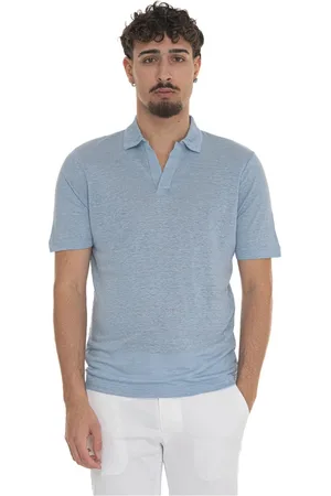 Gran Sasso Koszulki, Mężczyzna, Niebieski, 4XL, Lekki Polo z Lnu z Wentylacją