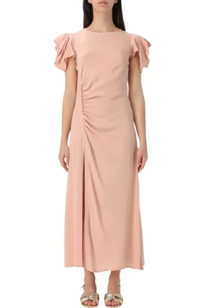 Mar De Margaritas Sukienki, Kobieta, Różowy, XS, Elegancka Fioletowa Sukienka Midi