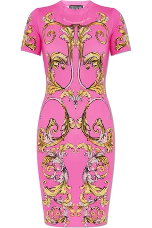 VERSACE Sukienki, Kobieta, Różowy, M, Sukienka z nadrukiem `Barocco`