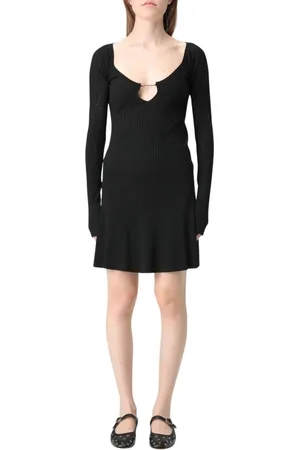 Jacquemus Sukienki, Kobieta, Czarny, 2XS, Czarna Dzianinowa Sukienka Mini