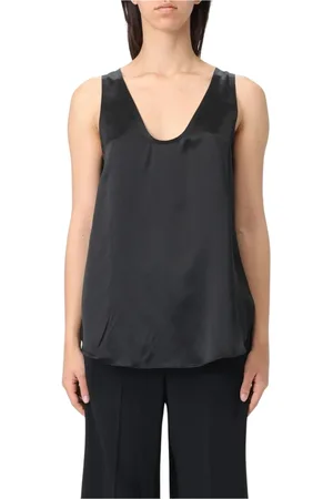 Max Mara Koszulki, Kobieta, Czarny, L, Elegancki Brązowy Top Cami