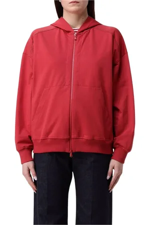 Brunello Cucinelli Bluzy, Kobieta, Czerwony, XS, Czerwony Zip Up Hoodie Luźny Krój