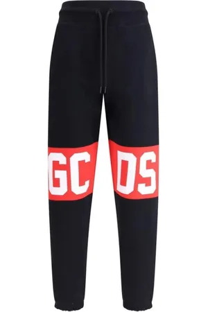 GCDS Spodnie, Mężczyzna, Czarny, M, Spodnie z Logo i Regulowanym Pasem