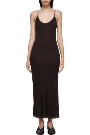 Khaite Sukienki, Kobieta, brązowy, S, Rayon, Brązowa Sukienka Maxi z Rypsu