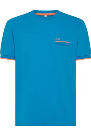 sun68 Koszulki, Mężczyzna, Niebieski, L, Paski fluorescencyjny T-shirt w jasnoniebieskim