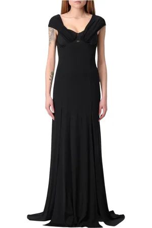 Elisabetta Franchi Sukienki, Kobieta, Czarny, M, Czarna Sukienka Maxi