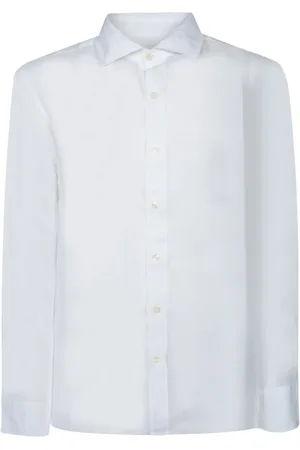 120% Lino Koszule, Mężczyzna, Biały, L, Koszula Slim Fit z Lnu