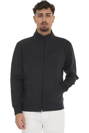 HUGO BOSS Bluzy, Mężczyzna, Niebieski, S, Bluza z zamkiem i logo bocznym