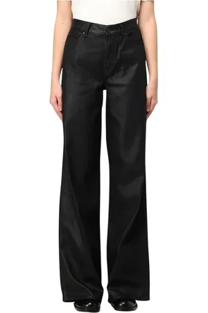 7 for all Mankind Jeansy, Kobieta, Czarny, W28, Czarne Spodnie z Szerokimi Nogawkami