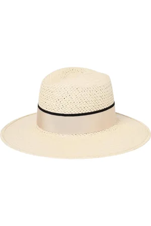 Borsalino Akcesoria, Kobieta, Beżowy, S, Elegancki kapelusz ze słomki i wstążką