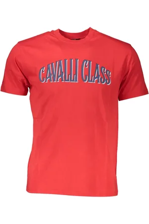 Roberto Cavalli Koszulki, Mężczyzna, Czerwony, M, Bawełna, Czerwony Bawełniany T-shirt Męski