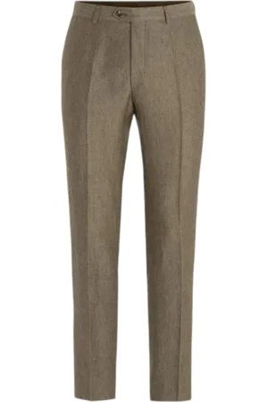 Oscar Jacobson Spodnie, Mężczyzna, brązowy, 3XL, Len, Wąskie lniane spodnie jasnobrązowe