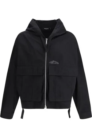 Dsquared2 Kurtki, Mężczyzna, Czarny, M, Bawełna, Wiatrówka Ripstop z Kieszeniami Cargo