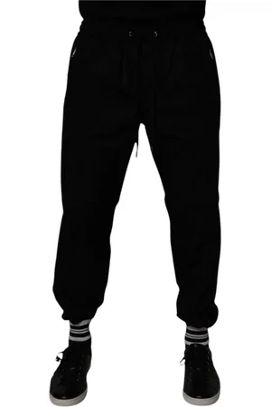 Dolce & Gabbana Spodnie, Mężczyzna, Czarny, L, Czarne Bawełniane Jogger Sweatpants