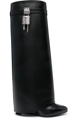 Givenchy Buty, Kobieta, Czarny, 38 EU, Czarne skórzane kozaki za kolano na koturnie