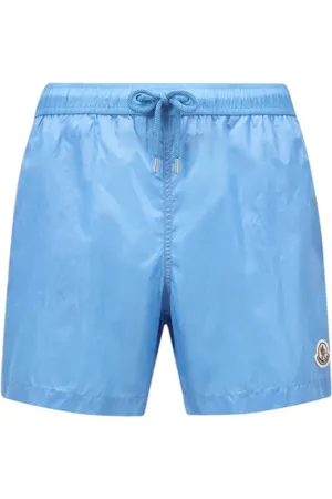 Moncler Stroje kąpielowe, Mężczyzna, Niebieski, XL, Nylon, Jasnoniebieskie Szorty Kąpielowe z Logo