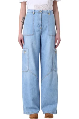 Elisabetta Franchi Jeansy, Kobieta, Niebieski, W26, Denim, Jeansyy z kieszenią cargo w klasycznym niebieskim