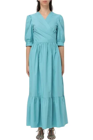 Twin-Set Sukienki, Kobieta, Niebieski, S, Elegancka Czarna Sukienka Maxi