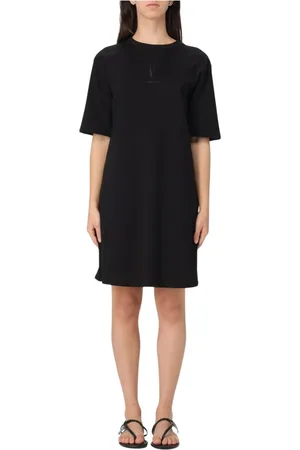 Armani Exchange Sukienki, Kobieta, Czarny, S, Czarna Sukienka Midi A-Linii Elegancki Styl