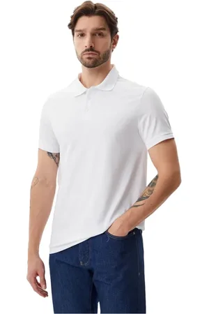 Calvin Klein Koszulki, Mężczyzna, Biały, M, Bawełna, Polo z krótkim rękawem w białym