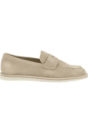 Prada Buty, Mężczyzna, Beżowy, 43 EU, Zamsz, Suede Mokasyny Almond Toe Design