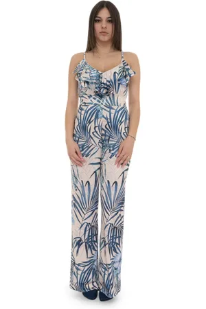 Guess Kombinezony, Kobieta, Wielobarwność, S, Poliester, Kafelkowy Smart Jumpsuit z dekoltem V