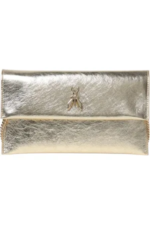 Patrizia Pepe Torebki, Kobieta, Żółty, ONE SIZE, Złota Metaliczna Kopertówka