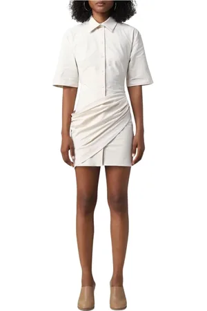 Jacquemus Sukienki, Kobieta, Beżowy, S, Elegancka Iworyjska Sukienka Koszulowa Mini