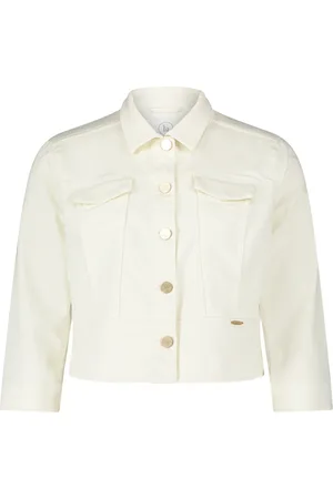 Betty & Co Kurtki, Kobieta, Biały, 3XL, Stylowa Kurtka Dżinsowa z Kieszeniami