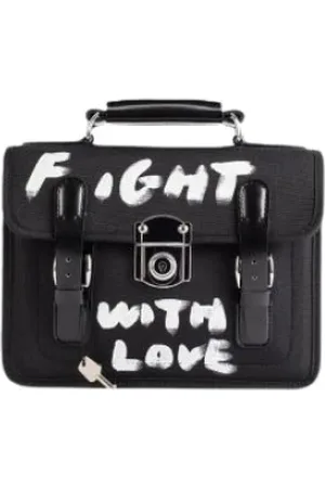 Comme des Garçons Torebki, Kobieta, Czarny, ONE SIZE, Czarna Satchel Bag z Graffiti
