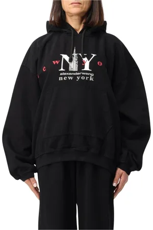Alexander Wang Bluzy, Kobieta, Czarny, S, Czarna Bluza z Kapturem z Grafiką