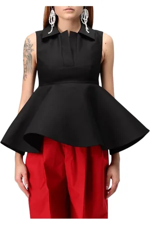Jacquemus Koszulki, Kobieta, Czarny, XS, Czarny Cropped Peplum Top