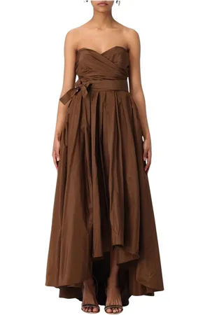 Pinko Sukienki, Kobieta, brązowy, S, Elegancka Sukienka z Tafty