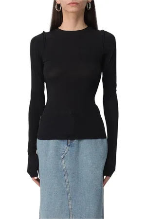 Maison Margiela Koszulki, Kobieta, Czarny, M, Czarny długi rękaw Jersey Top
