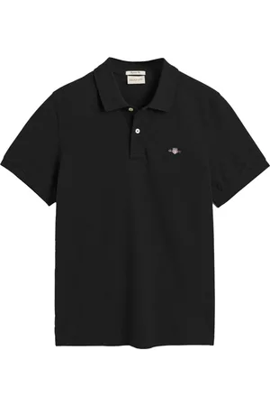 GANT Koszulki, Mężczyzna, Czarny, L, Bawełna, Koszulka Polo z Krótkim Rękawem