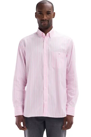 Eden Park Koszule, Mężczyzna, Różowy, 2XL, Bawełna, Różowa bawełniana koszula w paski z patykami