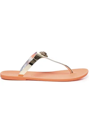 Kurt Geiger Buty, Kobieta, brązowy, 40 EU, Brązowe sandały z metalicznym logo kryształowym