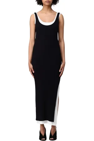 Twin-Set Sukienki, Kobieta, Czarny, S, Elegant Ribbed Knit Maxi Dress