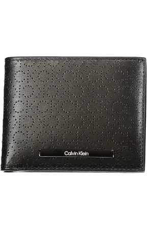 Calvin Klein Akcesoria, Mężczyzna, Czarny, ONE SIZE, Czarna skórzana portmonetka z blokadą Rfid