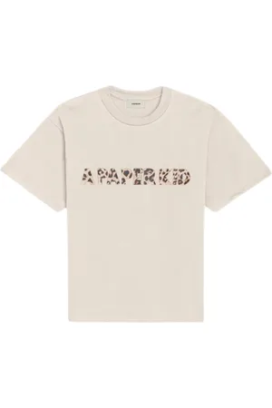 A PAPER KID Koszulki, Mężczyzna, Beżowy, L, T-shirt z nadrukiem zwierzęcym z bawełny