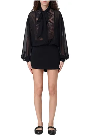 Pinko Sukienki, Kobieta, Czarny, XS, Tiul, Elegancka Koronkowa Mini Sukienka